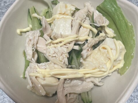 ささみと野菜と豆腐のマヨ+麺つゆサラダ